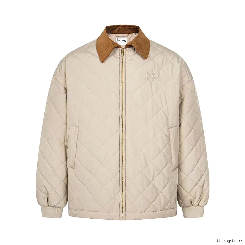 Quilted Collared Jacket with diamond stitching and a contrasting brown collar - Travel