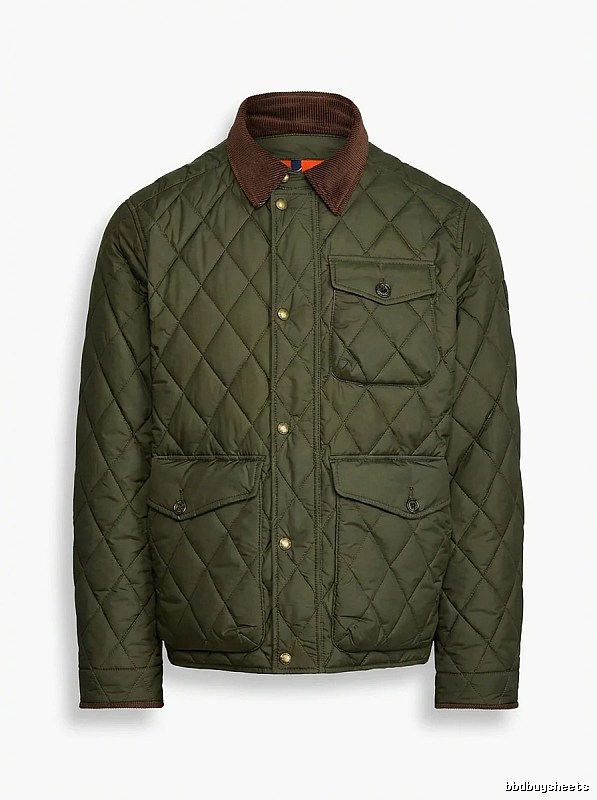 Ralph Lauren diamond-patterned olive green cotton-padded coat