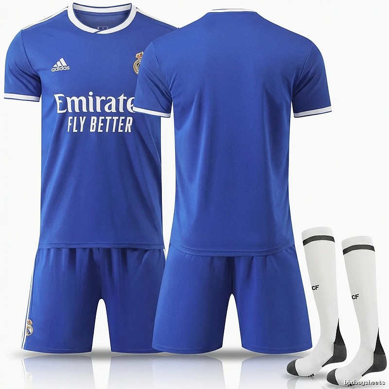 Real Madrid's home blue football jersey.