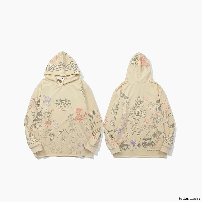 Represent Graffiti Style Beige Hoodie