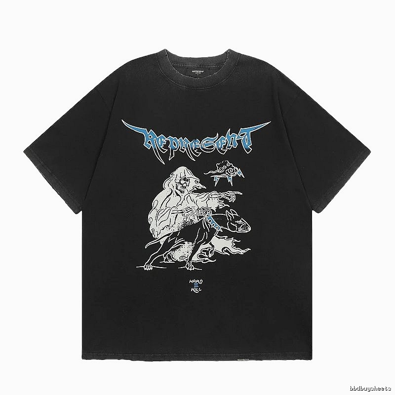Represent Grim Reaper Print Vintage Style Black T-Shirt
