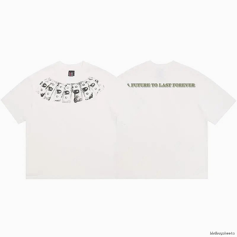 SAINT Dollar Bill Print Street Style White T-Shirt