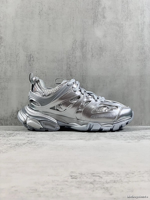 Silver Runner Sneaker by Balenciaga with Silver Layered Runner Side Profile