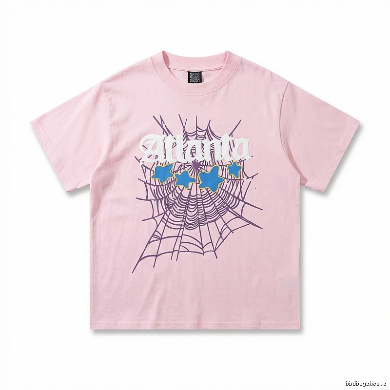 Sp5der cobweb print pink T-shirt