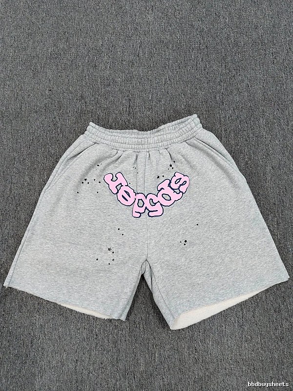 Sp5der Printed Street Style Grey Shorts