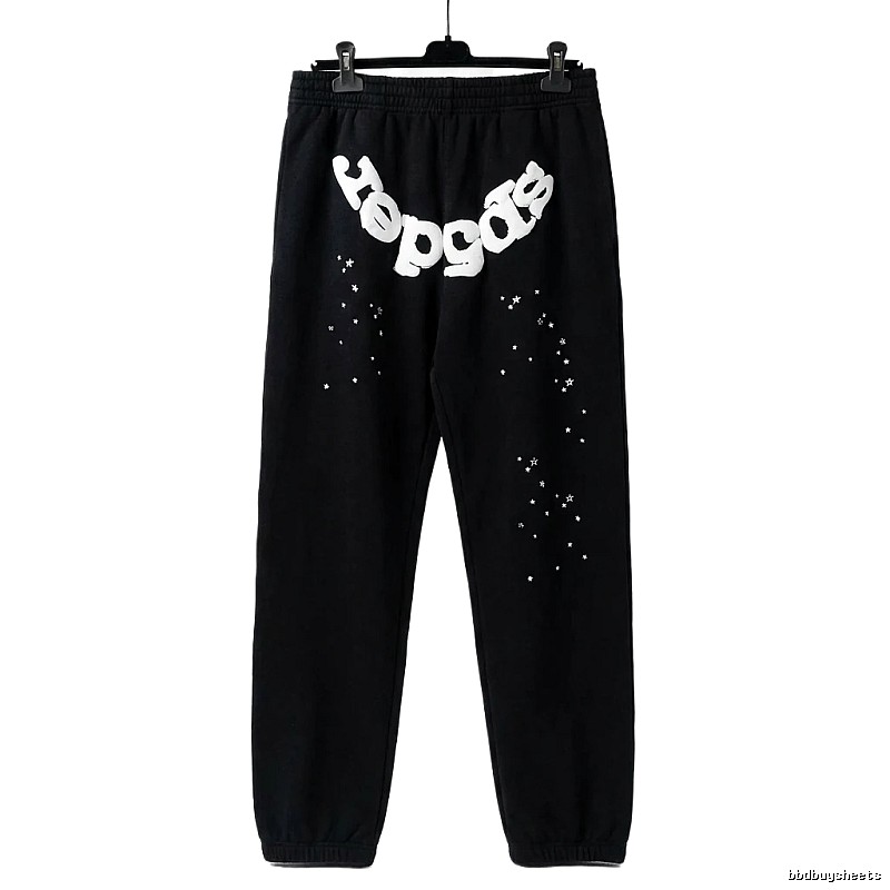 Sp5der Star Print Trendy and Cool Black Pants