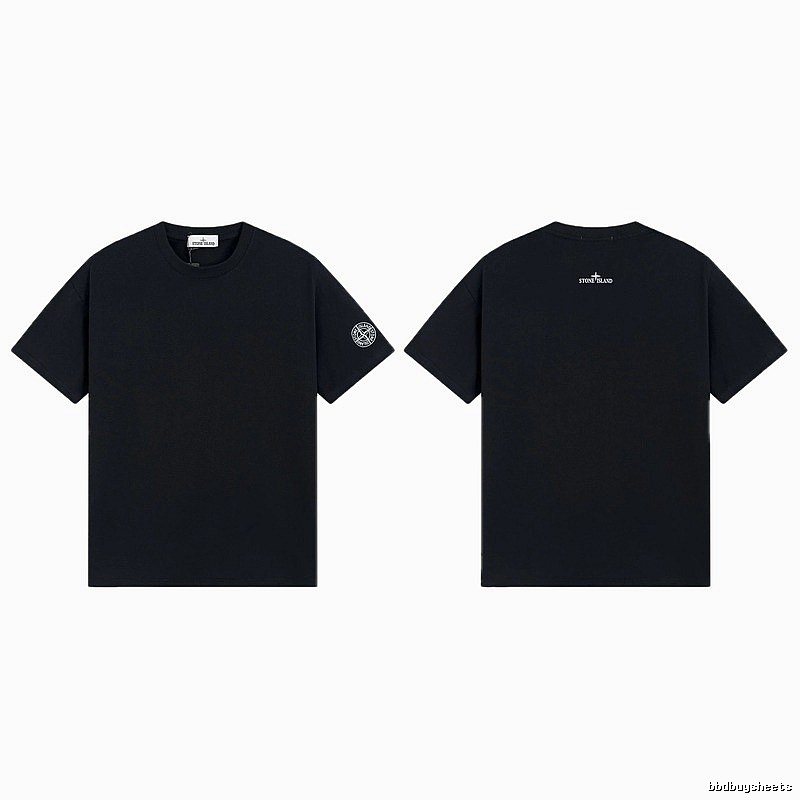 Stone Island Badge Techwear Style Black Short Sleeve T-Shirt