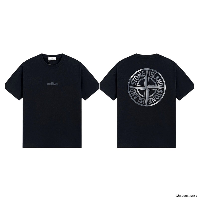 Stone Island Compass Collection Street Style Black T-Shirt