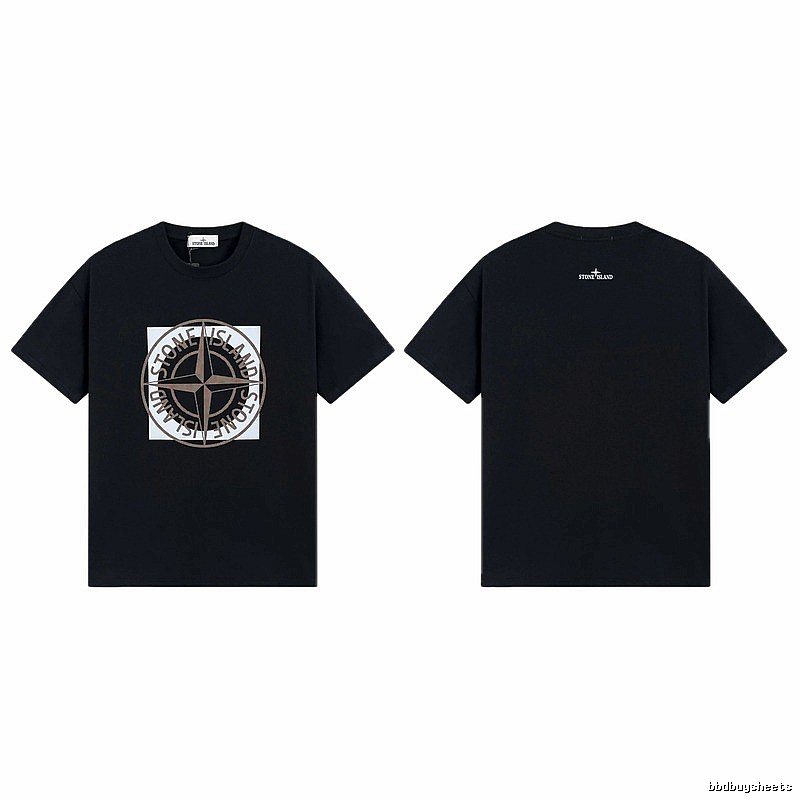 Stone Island Compass Print Street Style Black T-Shirt