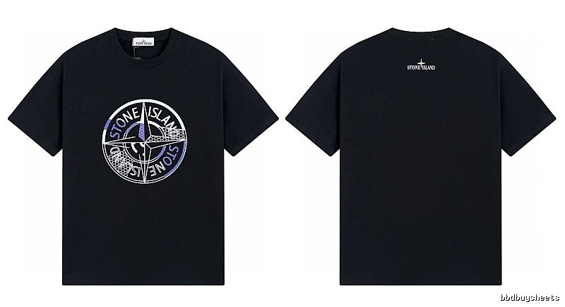 Stone Island Compass Print Street Style Black T-Shirt