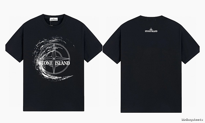 Stone Island Compass Print Street Style Black T-Shirt