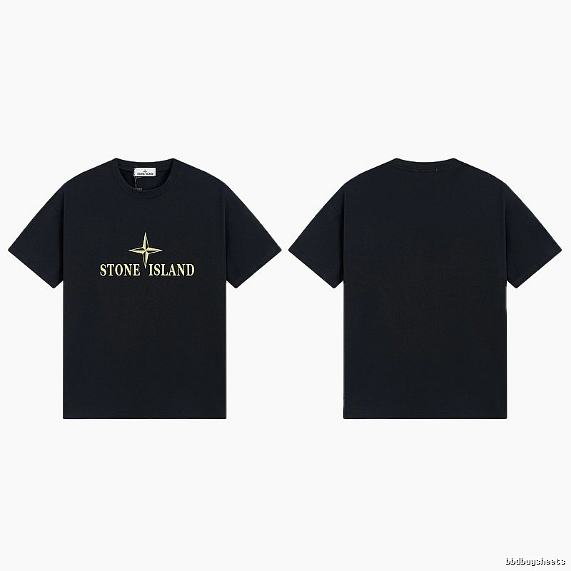 Stone Island Compass Print Street Style Black T-Shirt