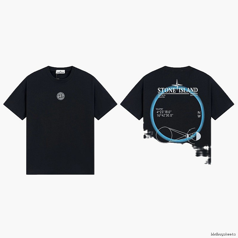 Stone Island Eclipse Collection Techwear Style Black Short-sleeve T-shirt
