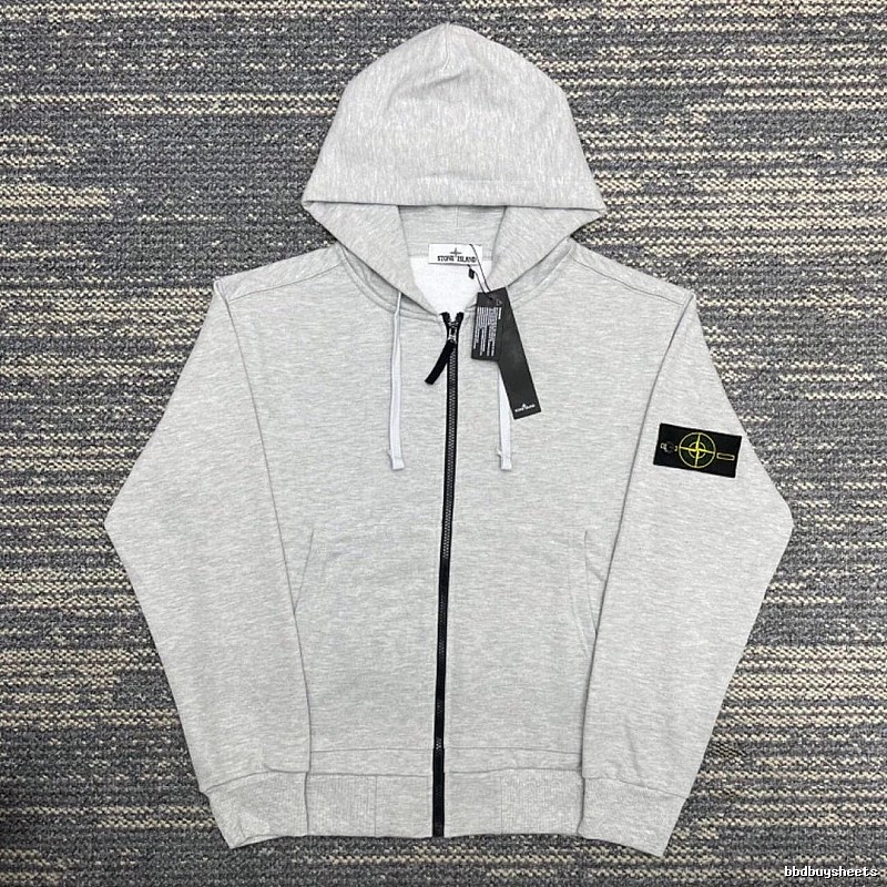 Stone Island Heather Gray Zip Hoodie Resort Wear