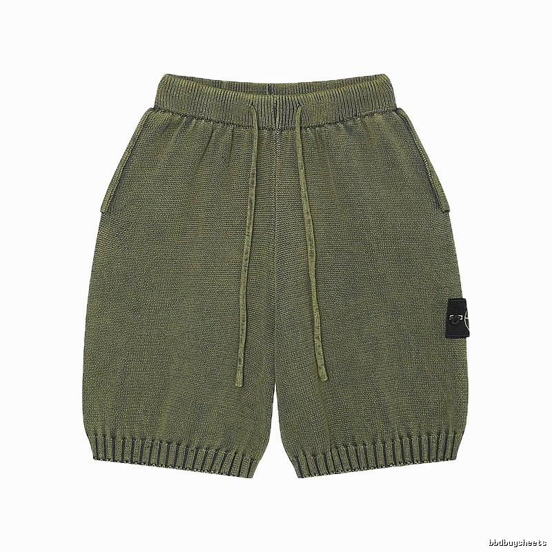 Stone Island Knit Techwear Style Military Green Shorts