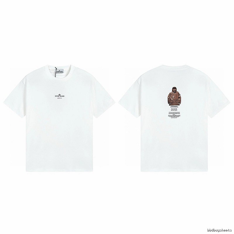 Stone Island Printed Functional Style White Short Sleeve T-shirt