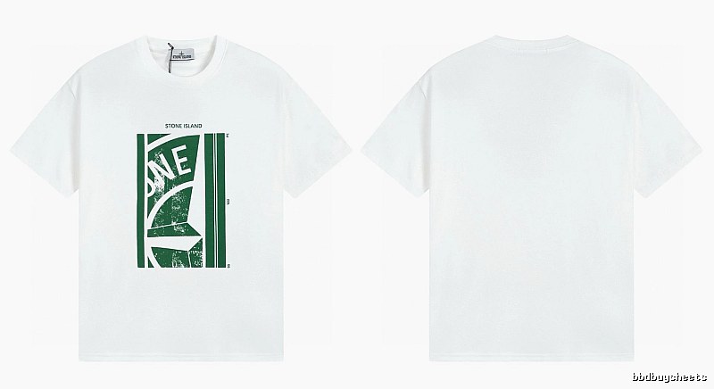 Stone Island Printed Street Style White Short Sleeve T-Shirt