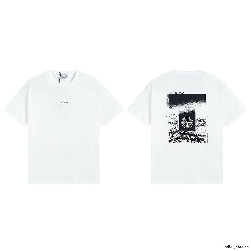 Stone Island Spring Summer Printed Street Style White T-Shirt