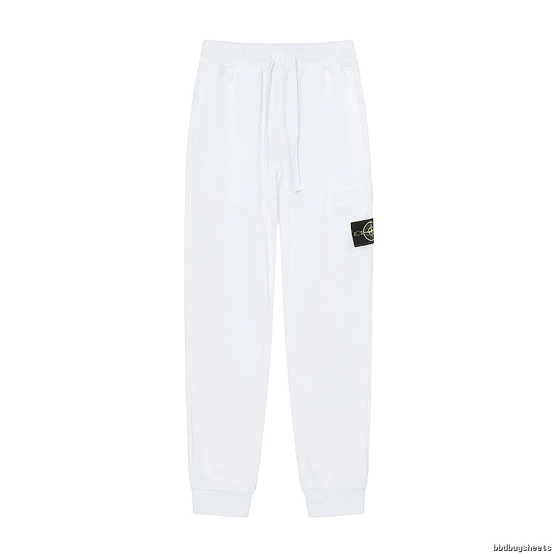 StoneIsland Badge Workwear Style White Sweatpants