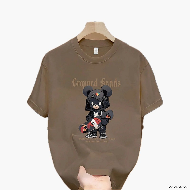 Streetwear Brand Skate Bear Street Style Khaki T-Shirt
