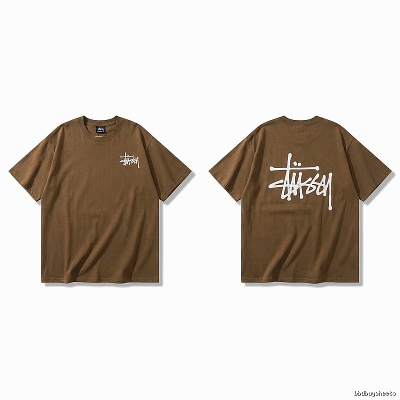 Stussy basic simple style coffee-colored T-shirt