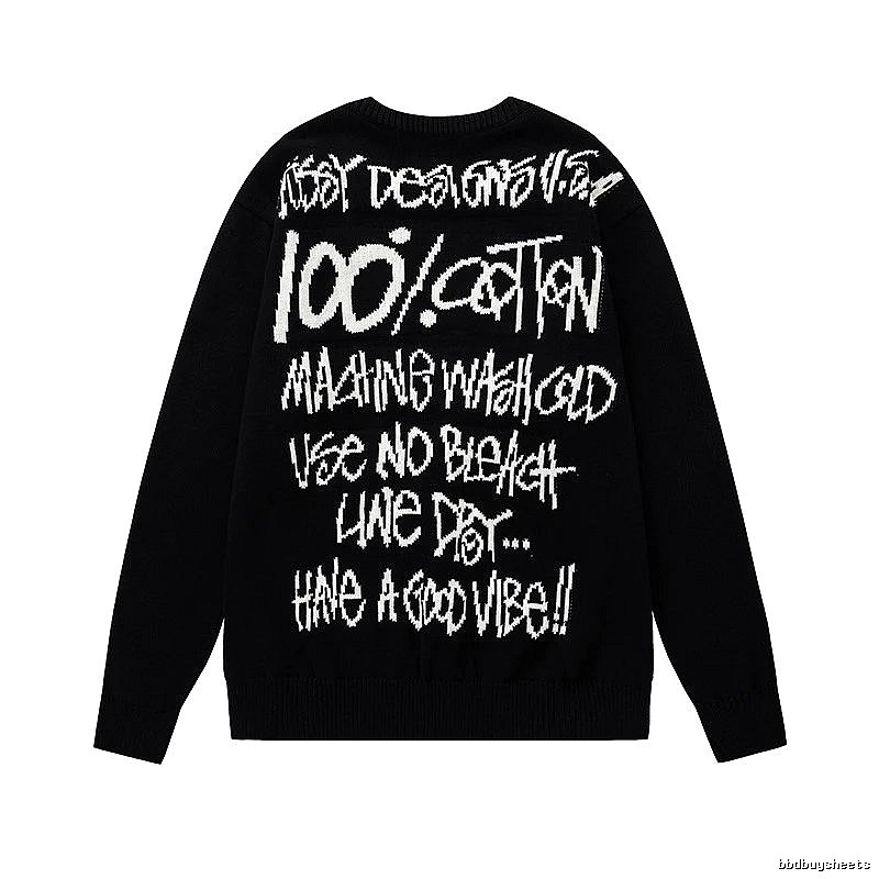 Stussy Black Swirl Graphic SweatShirt Relaxed Styling