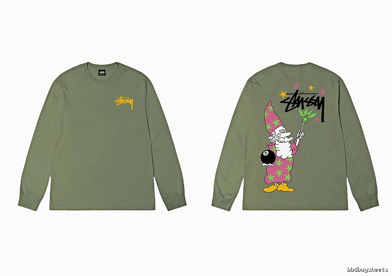 Stussy Cartoon Fun Style Olive Green Sweatshirt