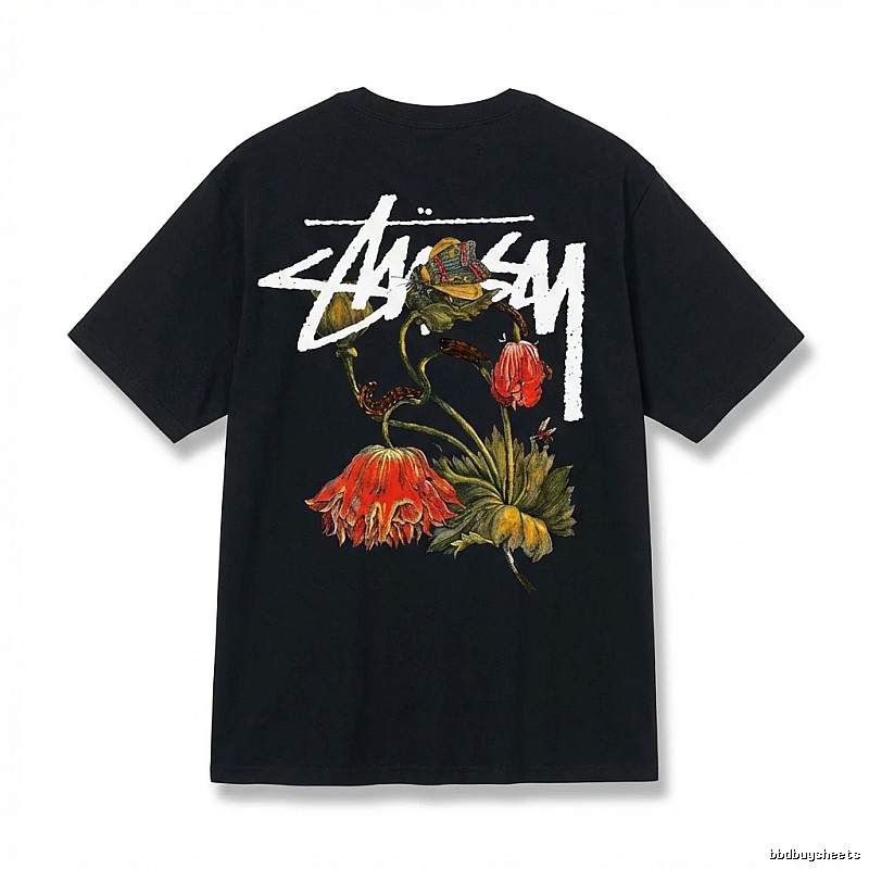 Stussy Floral Style Black T-shirt