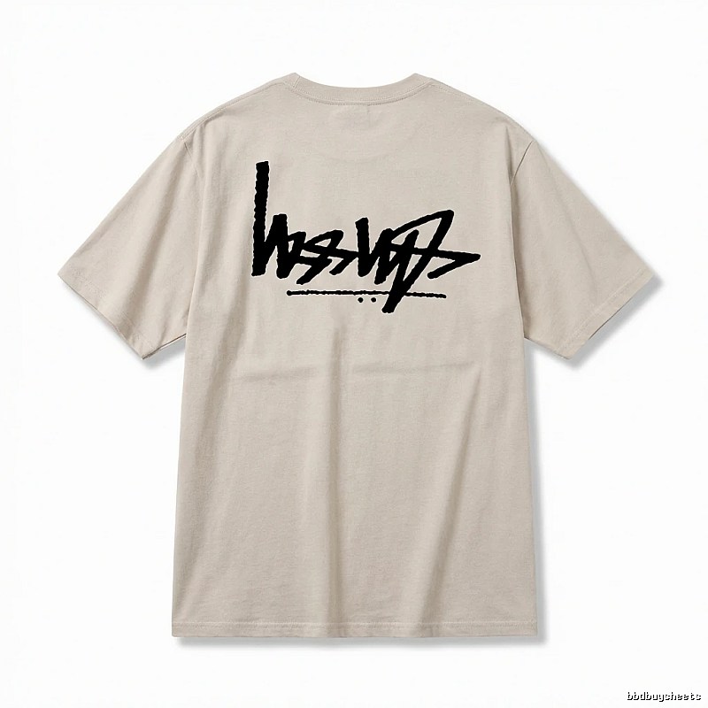 Stussy graffiti-style light gray T-shirt