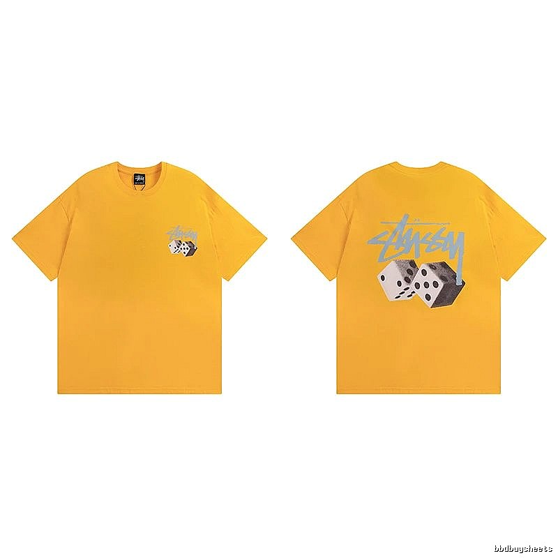 Stussy Yellow Spider Graphic T-Shirt Summer Styling Logo