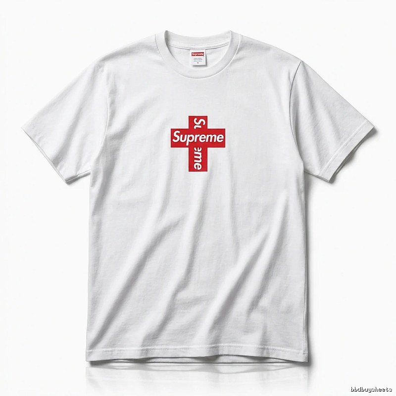 Supreme Cross Trend Brand White T-shirt