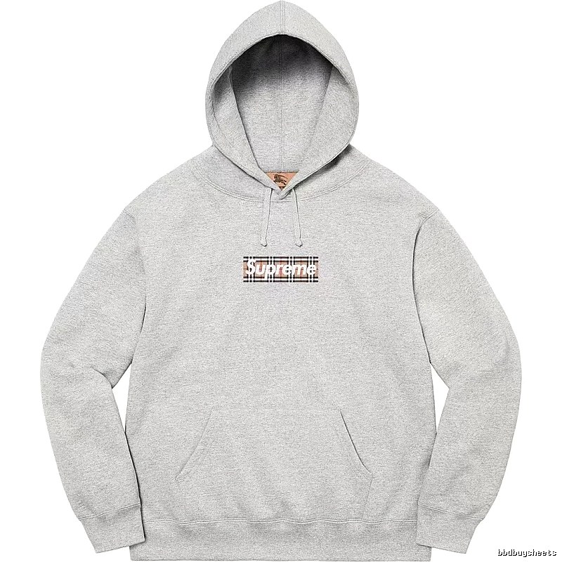 Supreme Logo Detail Logo hoodie Gray Red Oversized with Functional Detail