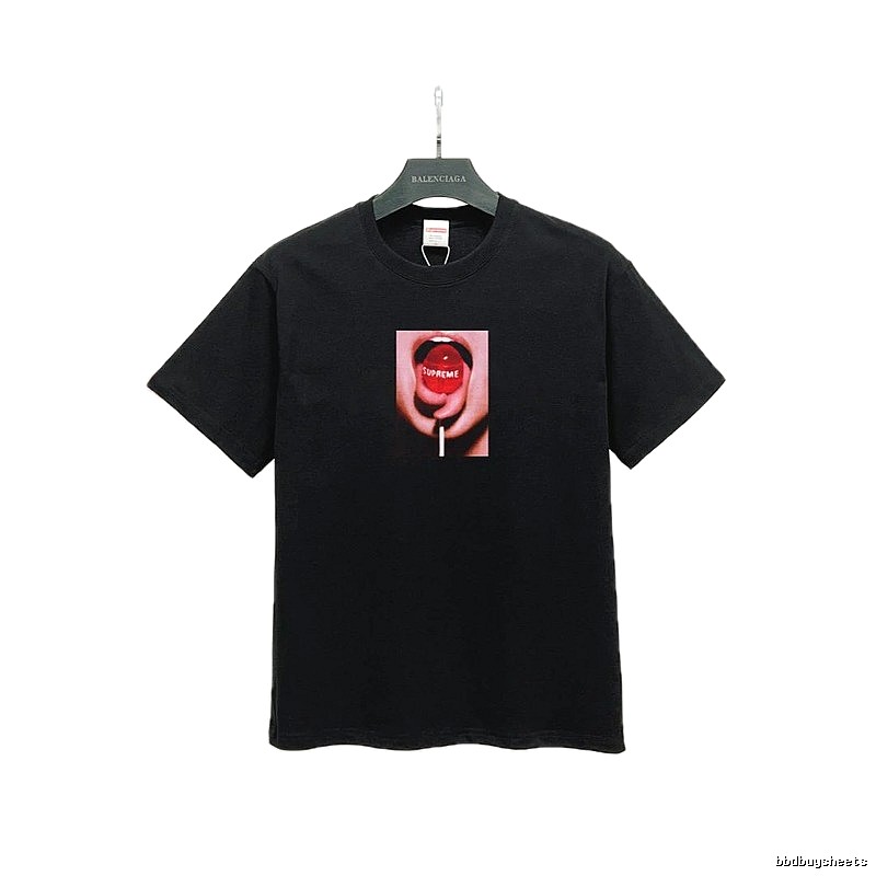 Supreme Lollipop Print Street Style Black T-Shirt