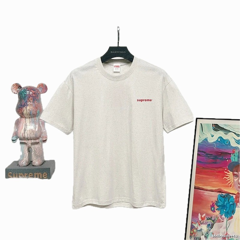 Supreme Small Logo Street Style Heather Gray T-Shirt