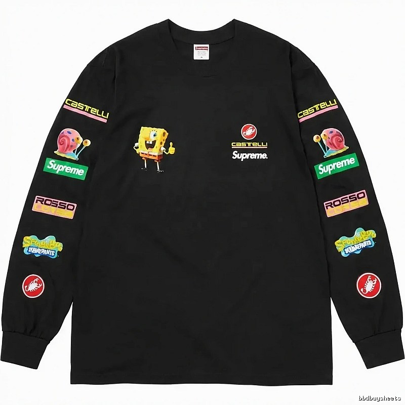 Supreme SpongeBob SquarePants Co-branded Black Long-sleeve Shirt