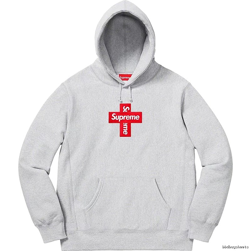 Supreme Streetwear Logo hoodie Gray Red Oversized with Logo Accent