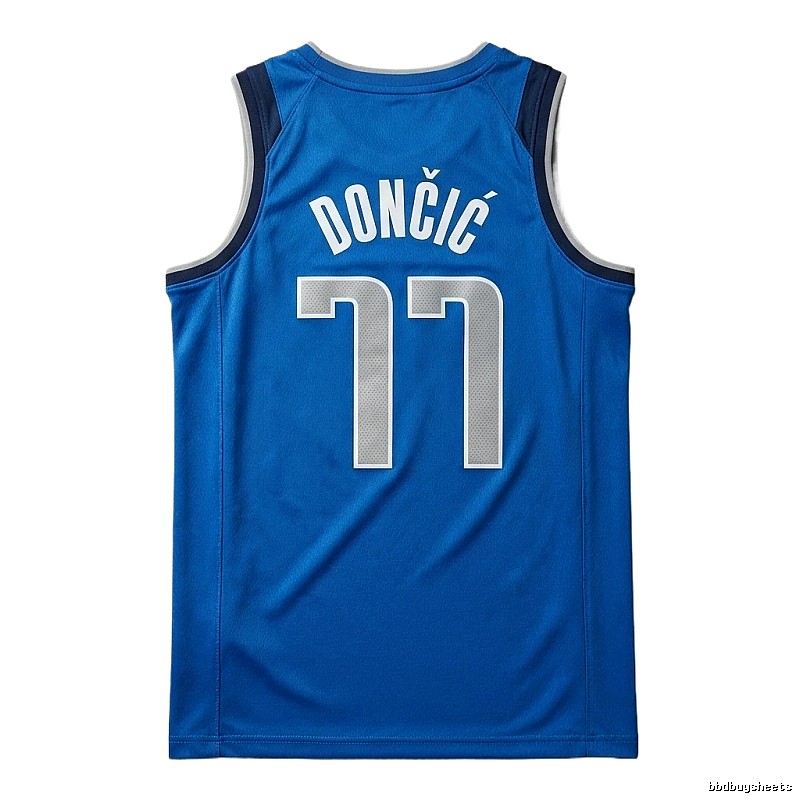 The blue basketball uniform of Luka Doncic of the Mavericks.