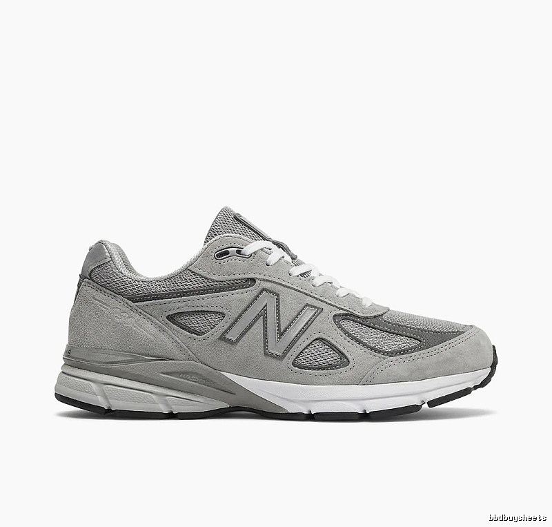 The retro-style gray shoes of the New Balance 990 series