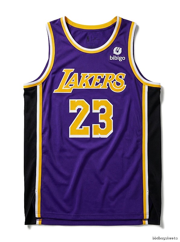 The retro-style No. 23 jersey of the Los Angeles Lakers.