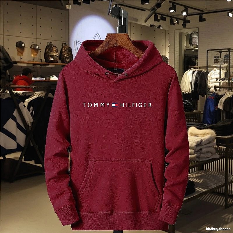 Tommy Hilfiger Burgundy Red Logo Hoodie Travel Styling