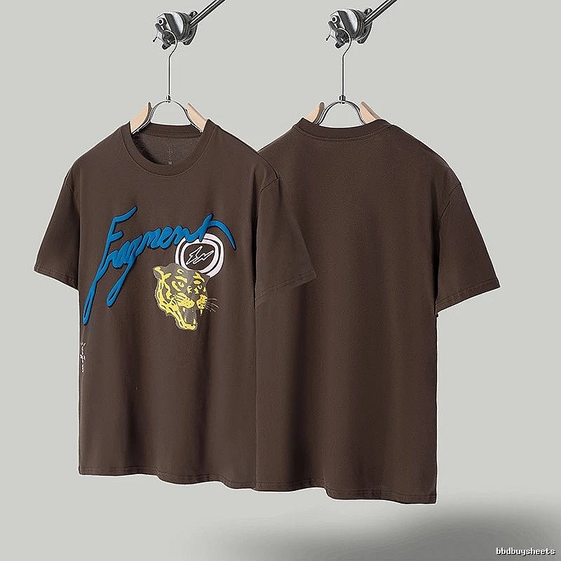 Travis Scott Co-branded Street-style Brown Short-sleeve T-Shirt