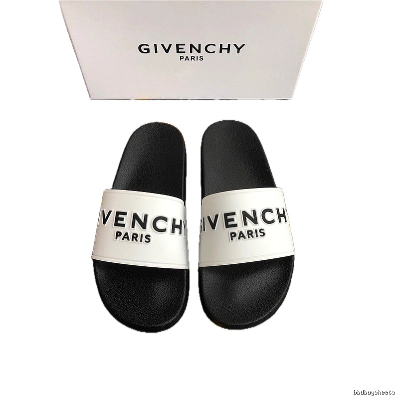 Trendy Brand Givenchy Letter Printed Black and White Slides