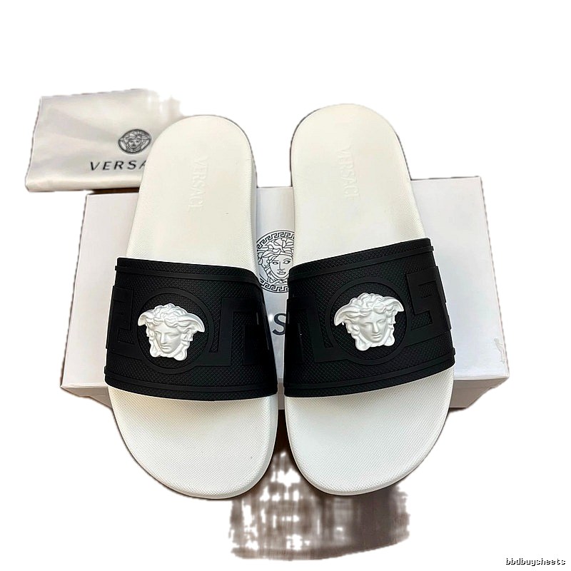 Versace Medusa Streetwear Black & White One-strap Slide Sandals